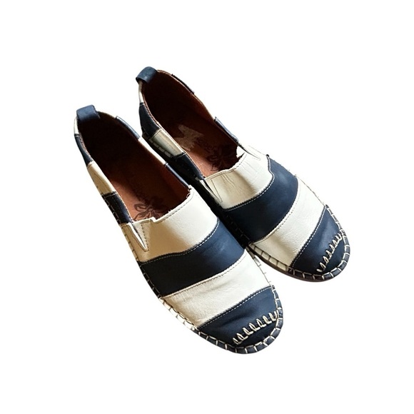 Josef Seibel Sofie Blue and White Espadrille Slip-On Shoes - Picture 3 of 8